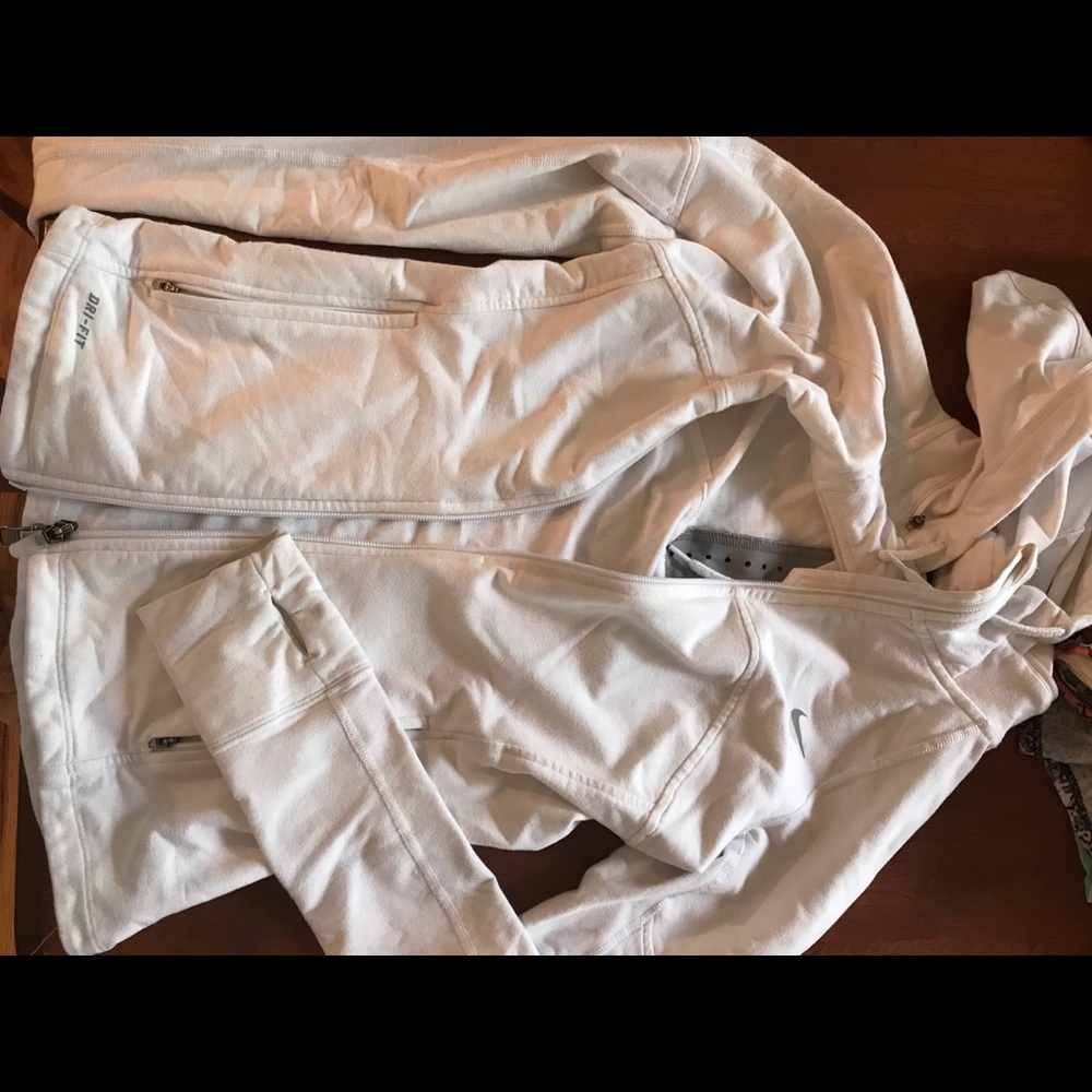 White Nike Cotton Sporty Jacket